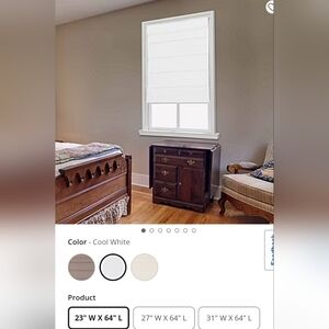 New In Box! JCPenney 100% Cotton Corded Roman Shade Cool White - 23" x 64"